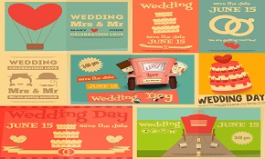 8 Vintage Wedding posters vector